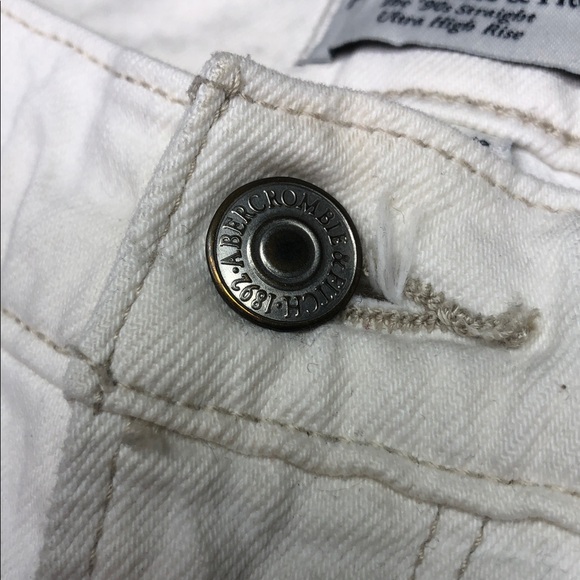 ABERCROMBIE & FITCH WHITE 90s ULTRA HIGH-RISE STRAIGHT JEANS 2/26x31 ⭐️ - Picture 7 of 14